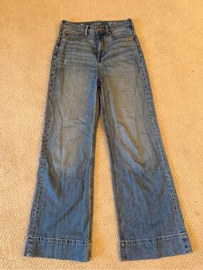 J. Crew Wide-Leg High-Rise trouser LONG size 26 Jeans - medium Blue Denim